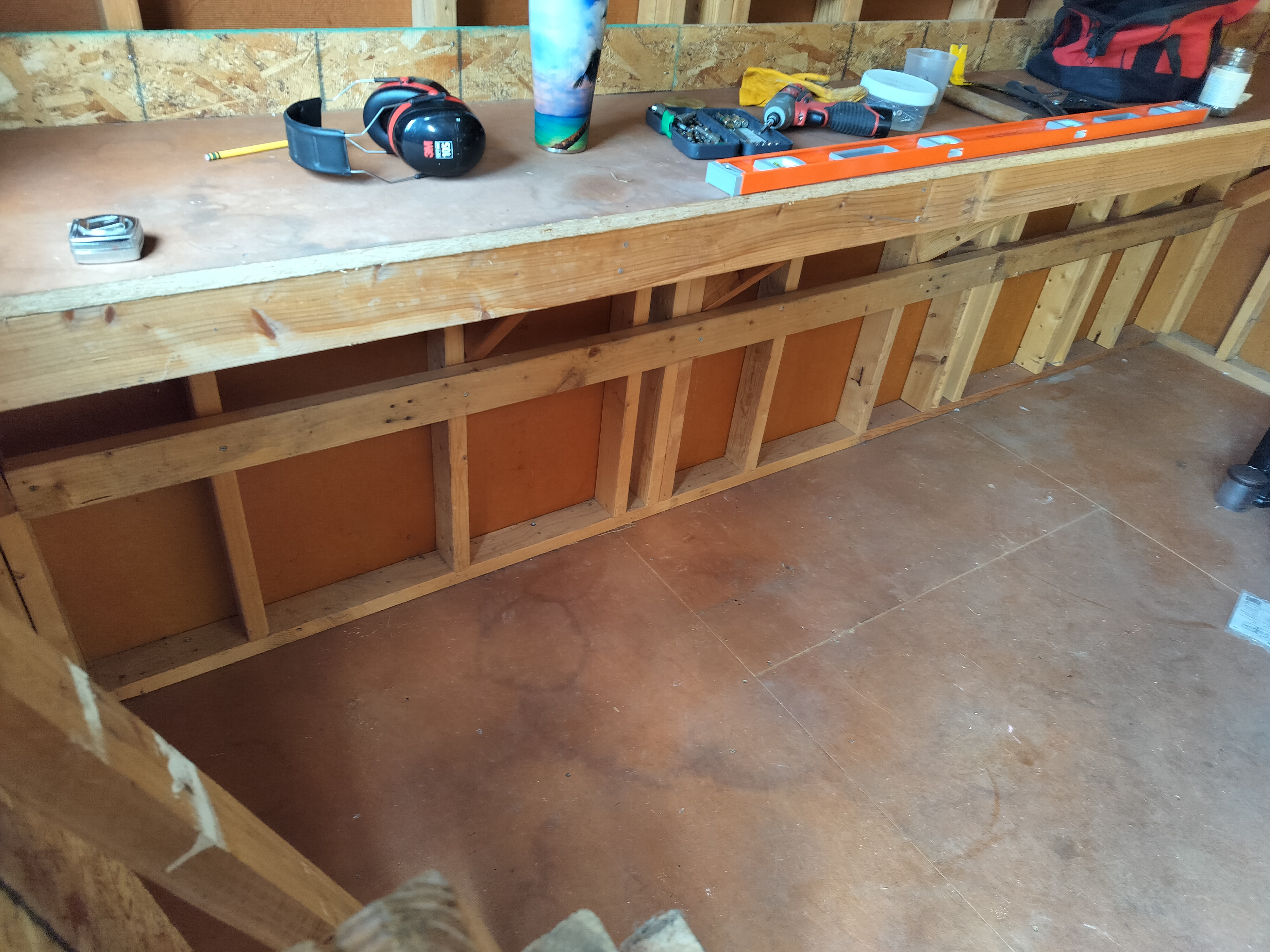Back support installed along the wall