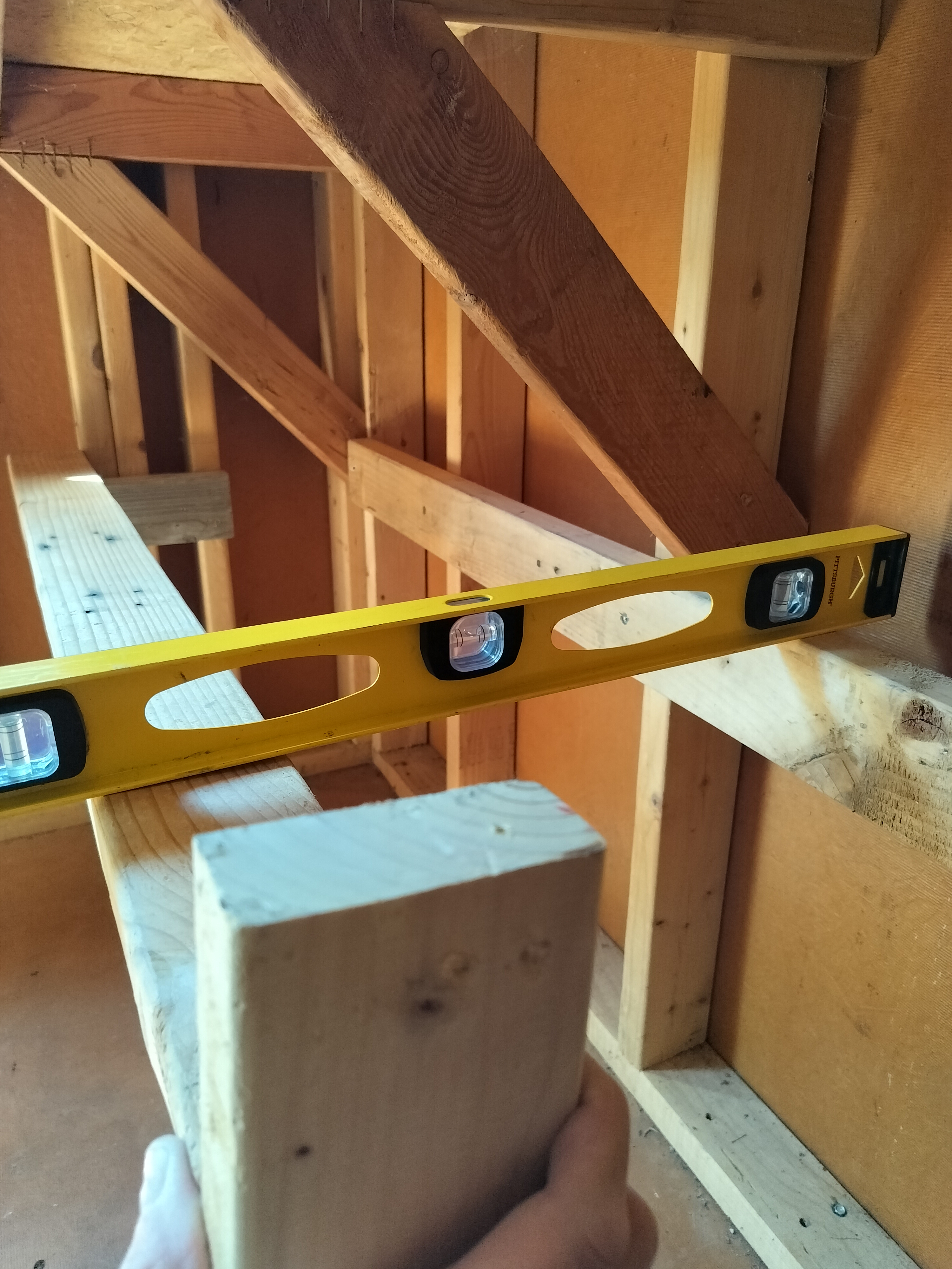 Other side of shelf framework showing level alignment