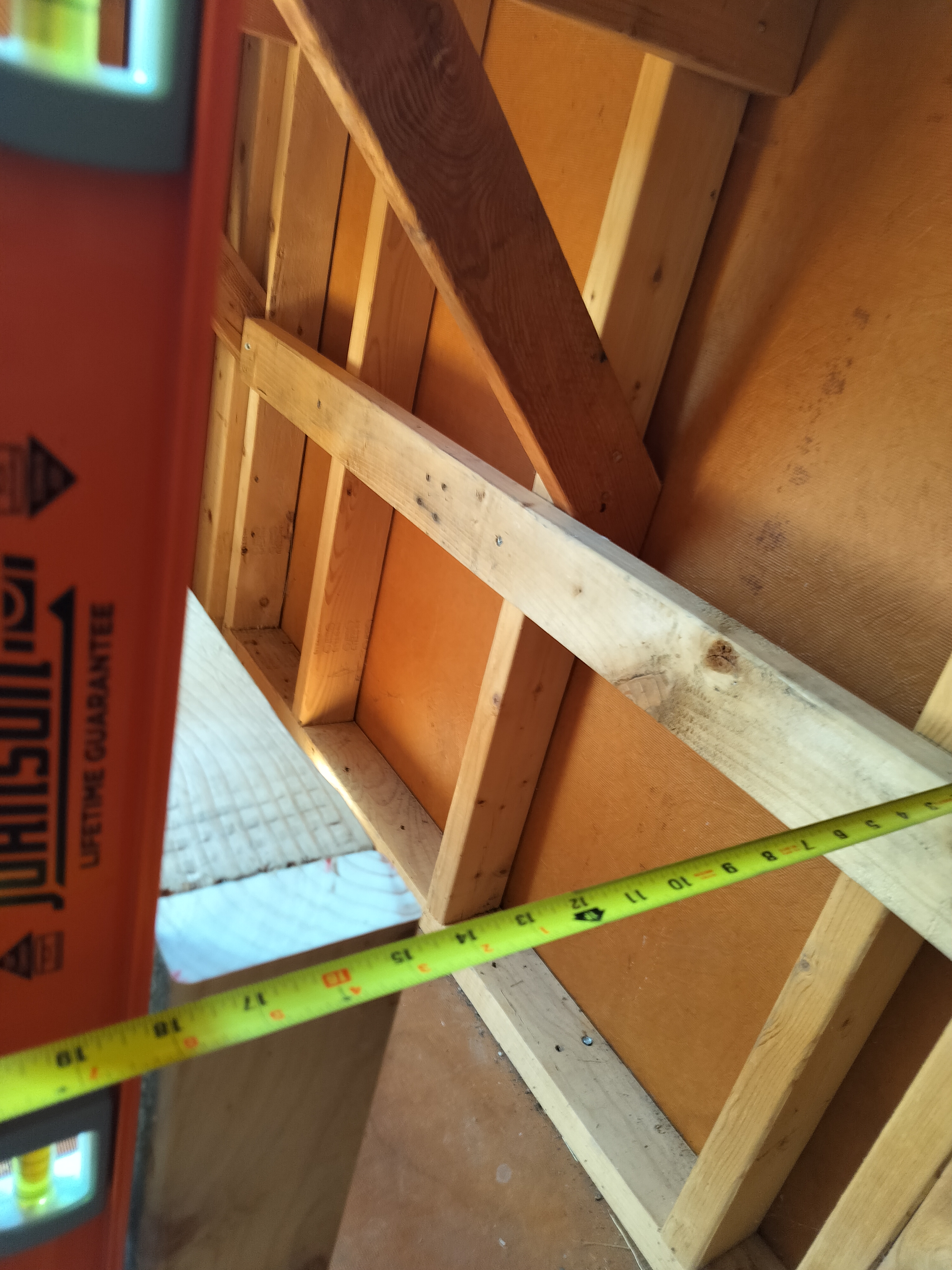 Double checking shelf alignment with the existing workbench