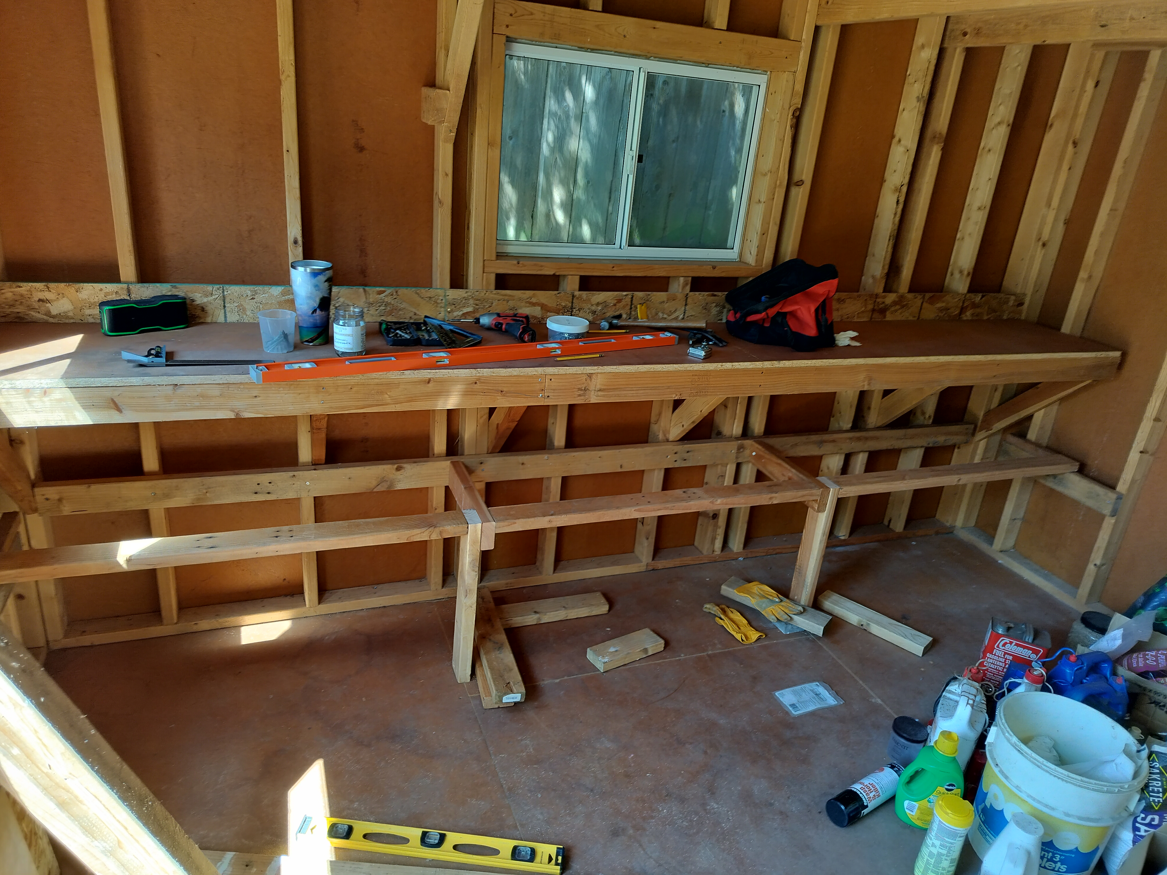 Complete shelf framing structure before adding shelf surfaces
